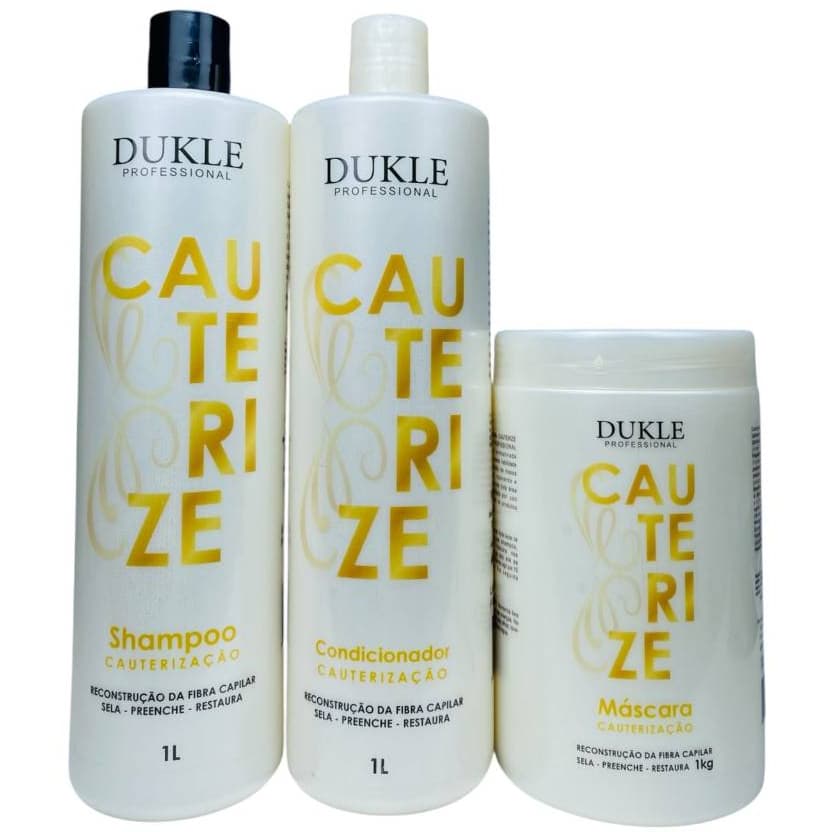 Kit Capilar Cauterização Reconstrutor da Fibra Capilar 3 Passos 1L Dukle Professional