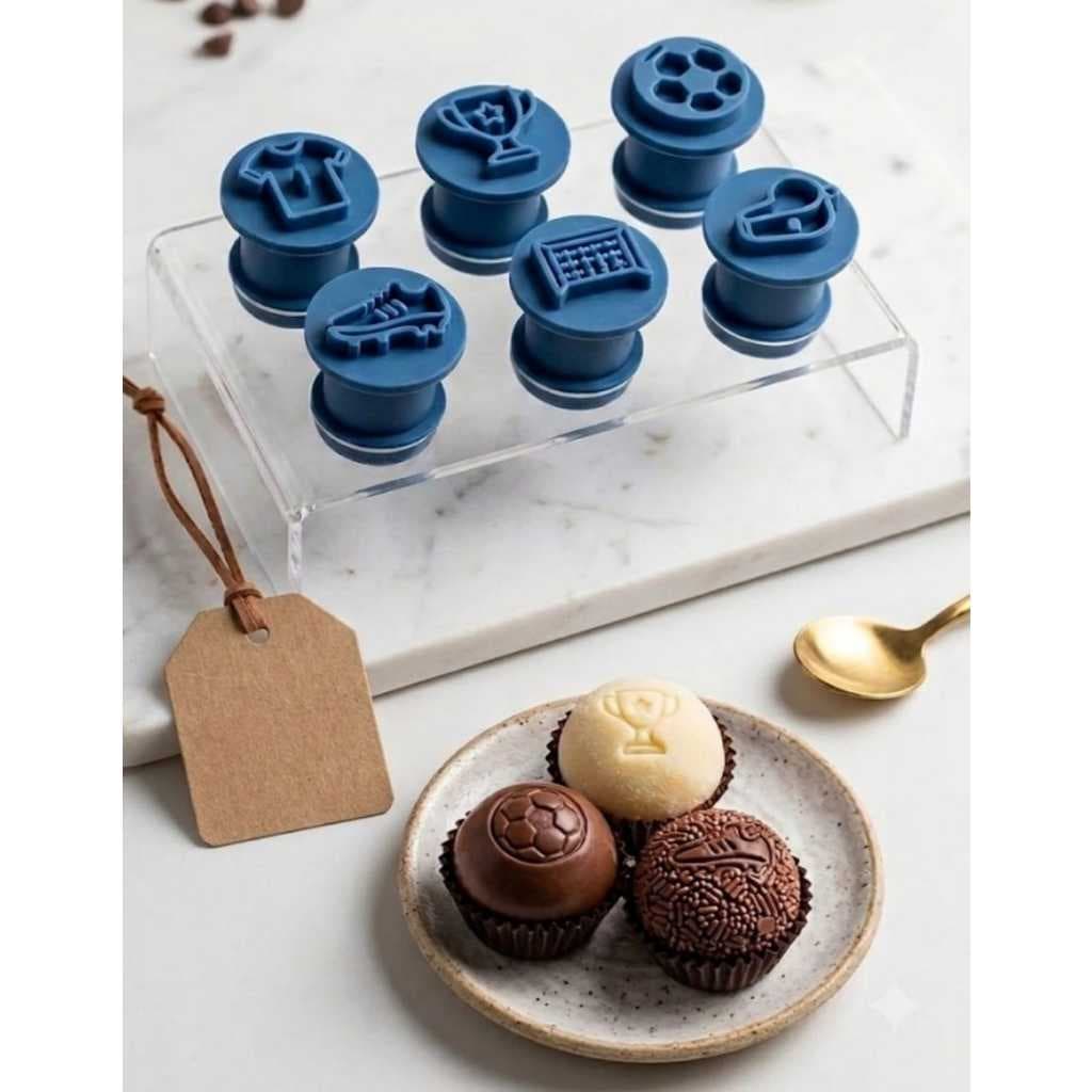 Kit 6 Carimbos Para Doces e Brigadeiros Tema Futebol (15 a 20g)