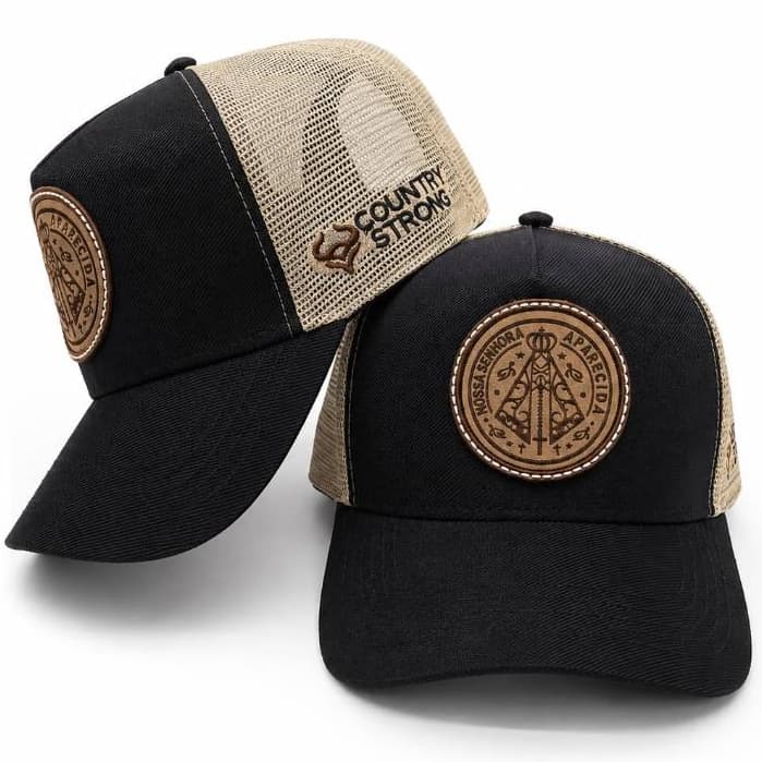Boné Nossa Senhora Aparecida Country Strong Bordado Religioso Alto-Relevo Aba Curva Snapback Premium Masculino Unissex