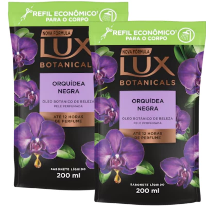 Kit 2 Refil Sabonete LIquido Lux Orquidea Negra 200ml cada