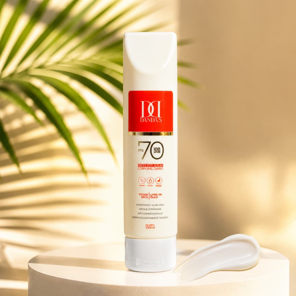 PROTETOR SOLAR 70 FPS DANDAS 150 ML Toque Seco toque seco anti oleosidade ANTISSINAIS ROSTO E CORPO