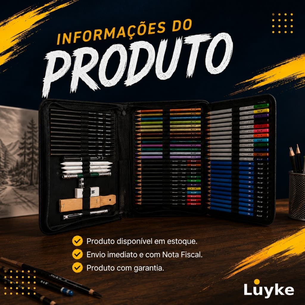 Estojo Kit Lapis Desenho H&b Profissional 71 Pcs Pronta Entr
