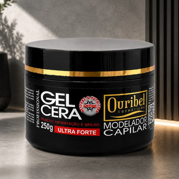 Gel Cera Capilar Ouribel Ultra Forte 250g Modelador, Acabamento Penteados Fixador