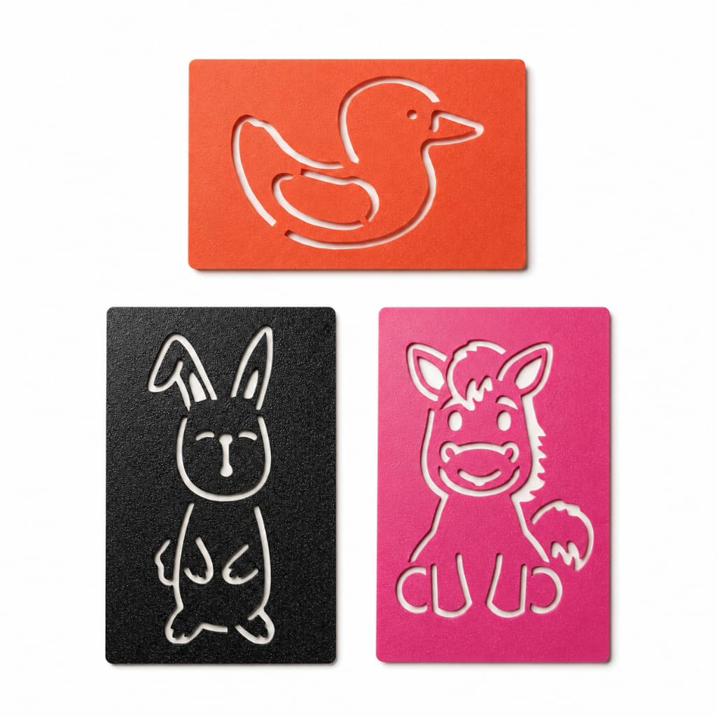Kit 3 Molde Stencil Para Pintura Infantil Animais