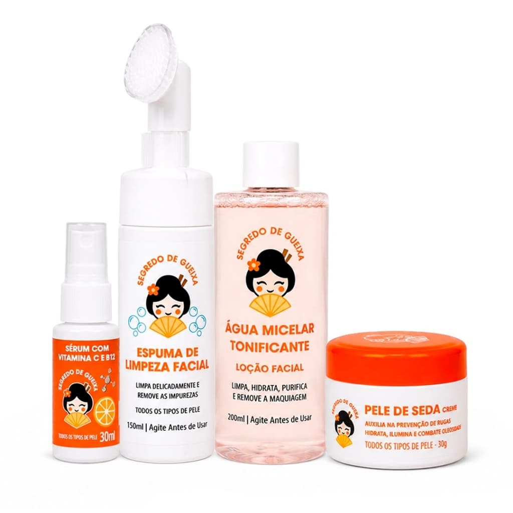 Kit Pele Oleosa e Espinhas Sérum Clareador Água Micelar Creme Clareador Mousse De Limpeza