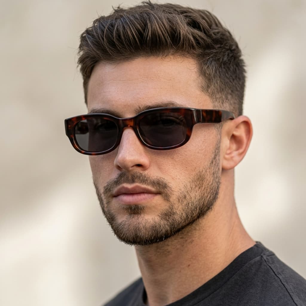 Óculos de Sol Masculino Quadrado Retangular Acetato Retrô Vintage Premium UV400 Casual Clássico Tendência