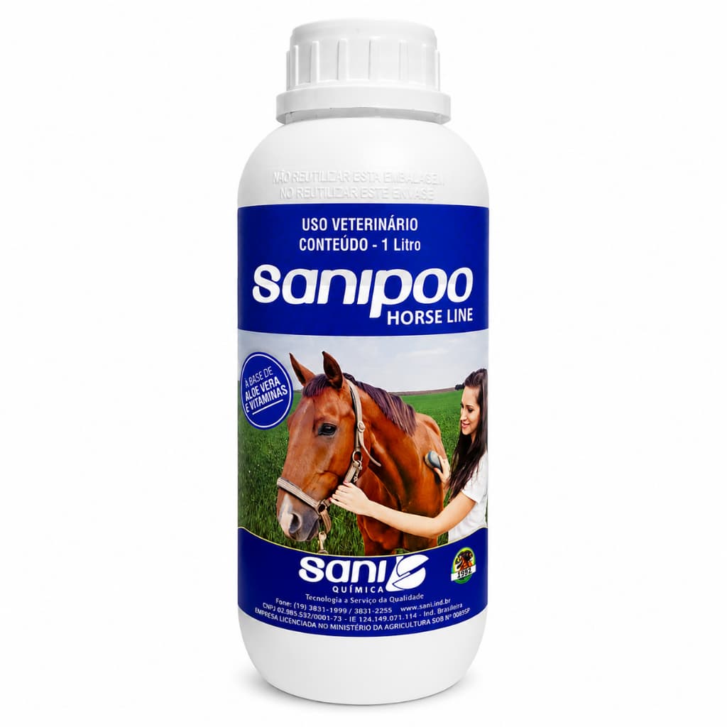 Shampoo Para Cavalo Pelagem Equino 1 Litro Aloe Vera Vitaminas Sanipoo Horse Line