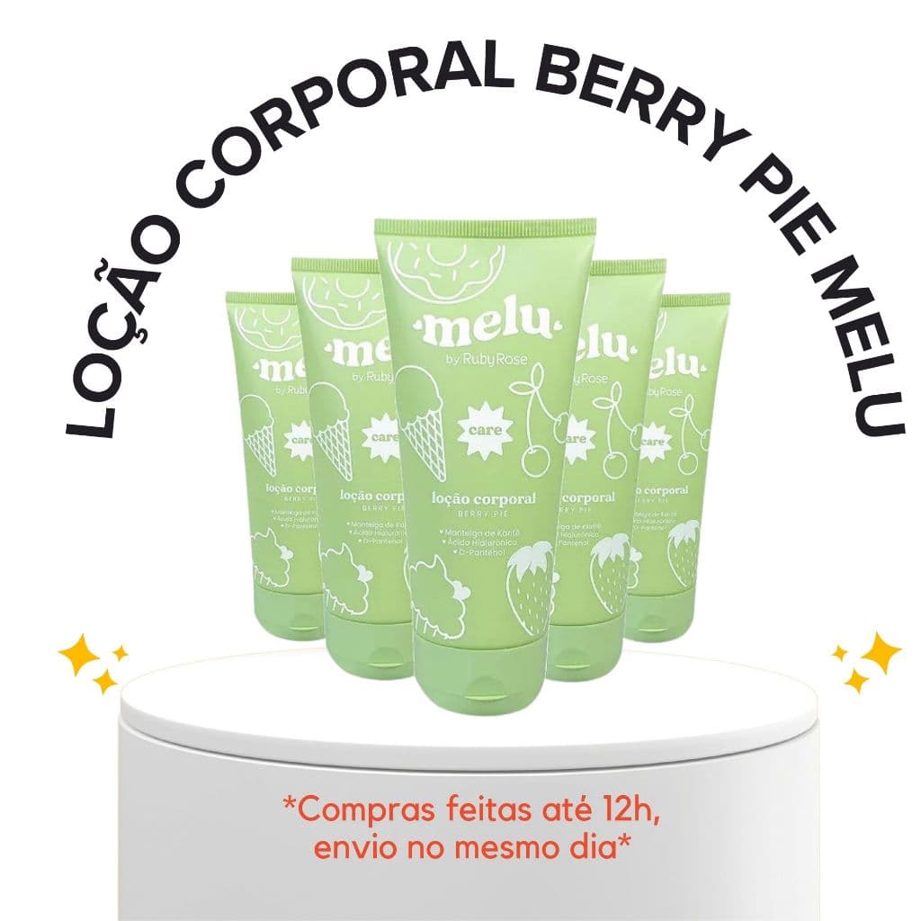 LOÇÃO HIDRATANTE CORPORAL BERY PIE MELU MANTEIGA DE KARITE ACIDO HIALURONICO D-PANTENOL SKIN CARE