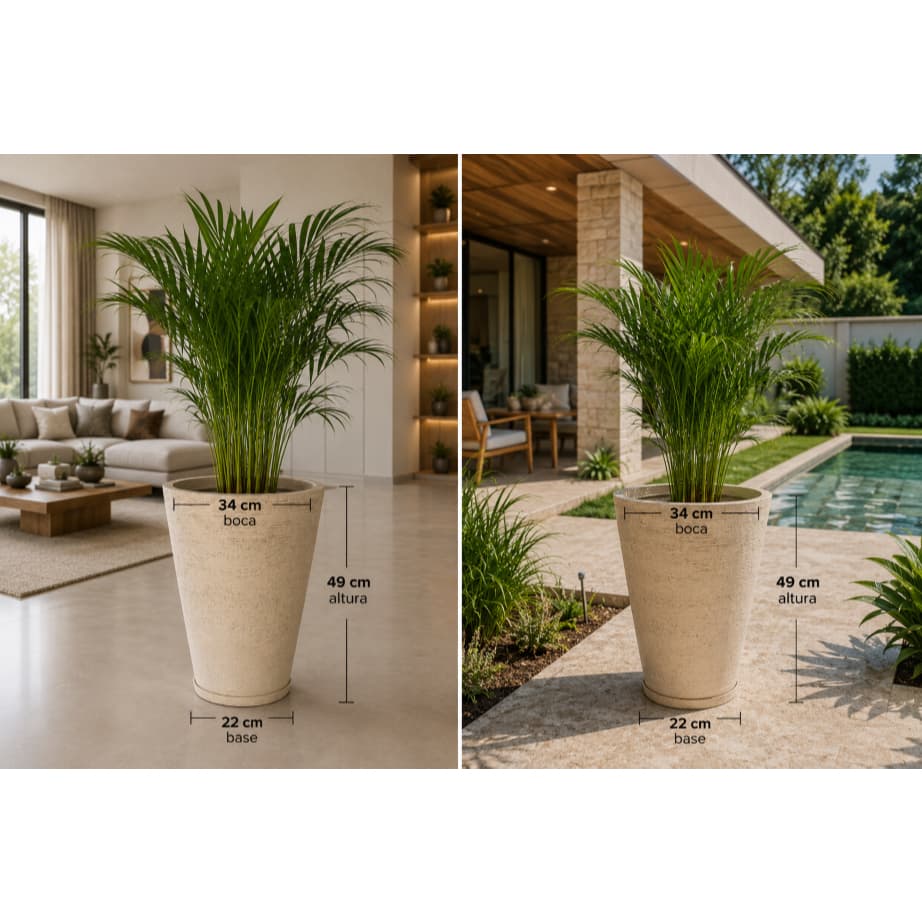 Vaso para Plantas em Polietileno com Prato Coletor - Vaso  para Jardim, Sala e Varanda- Cone Texturizado M