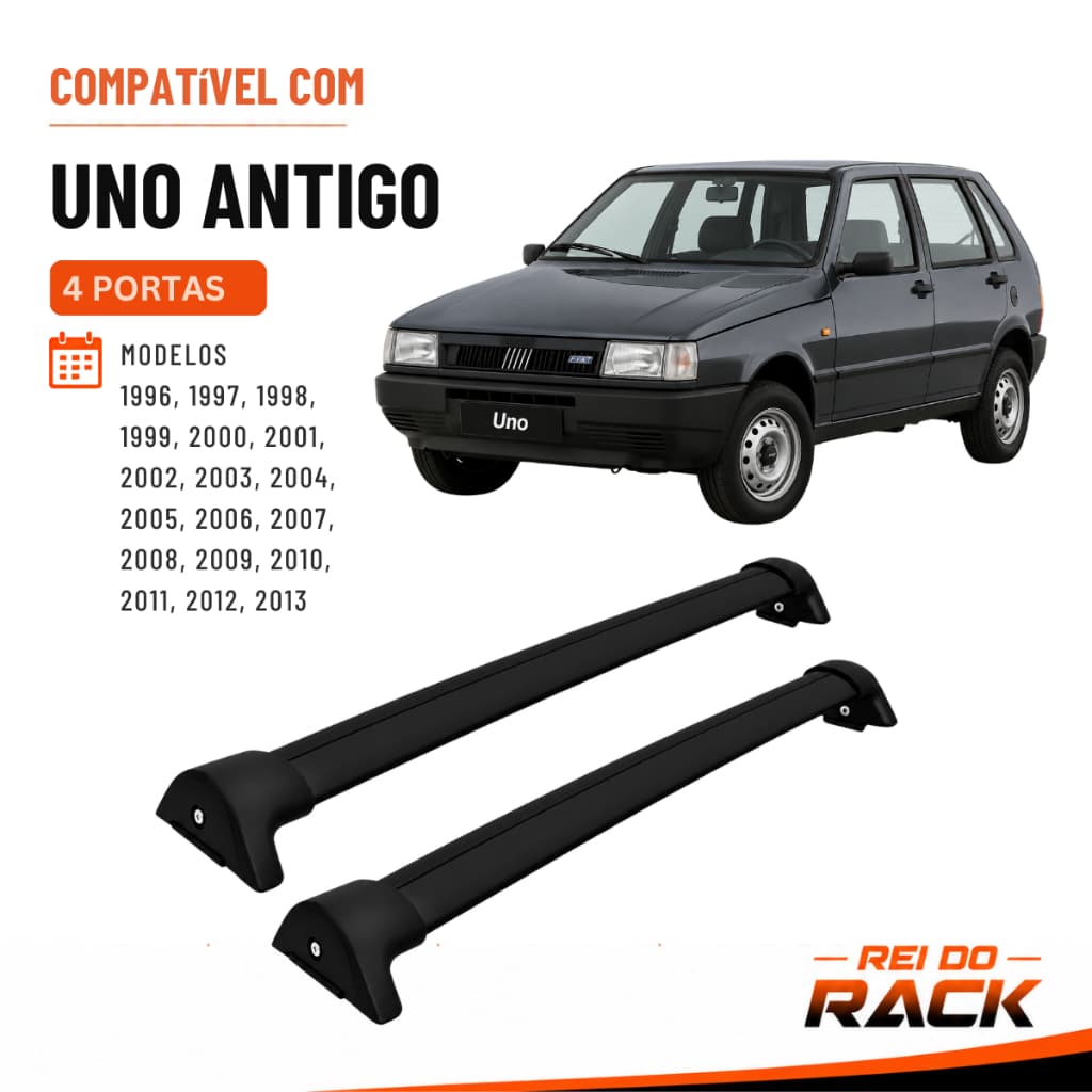 Rack de Teto Fiat Uno Antigo 4 Portas 1996 a 2013 - CristalCar | Preto ou Prata