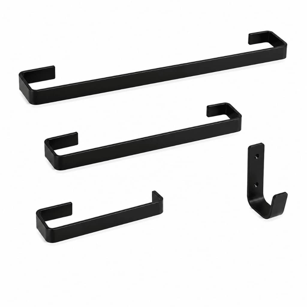kit banheiro completo preto 4 Peças Lavabo Luxuoso Preto Moderno Elegante
