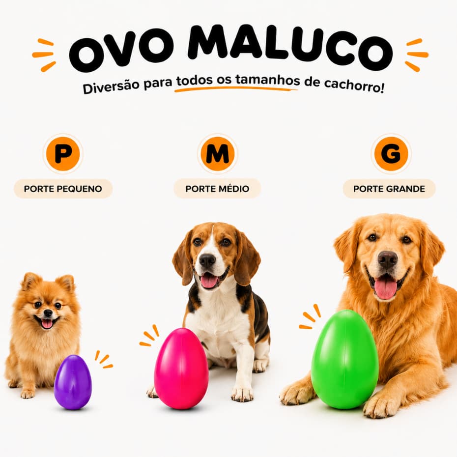 Brinquedo Mordedor Diversos Tamanhos Ovo Maluco Interativo Cachorro Pet Mec Pet