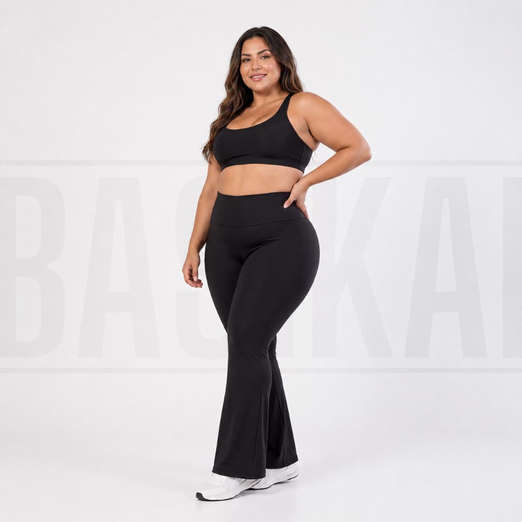 Calça Flare Plus Size Feminina Flanelada Suplex Cós Alto Bailarina Inverno G1 ao G3