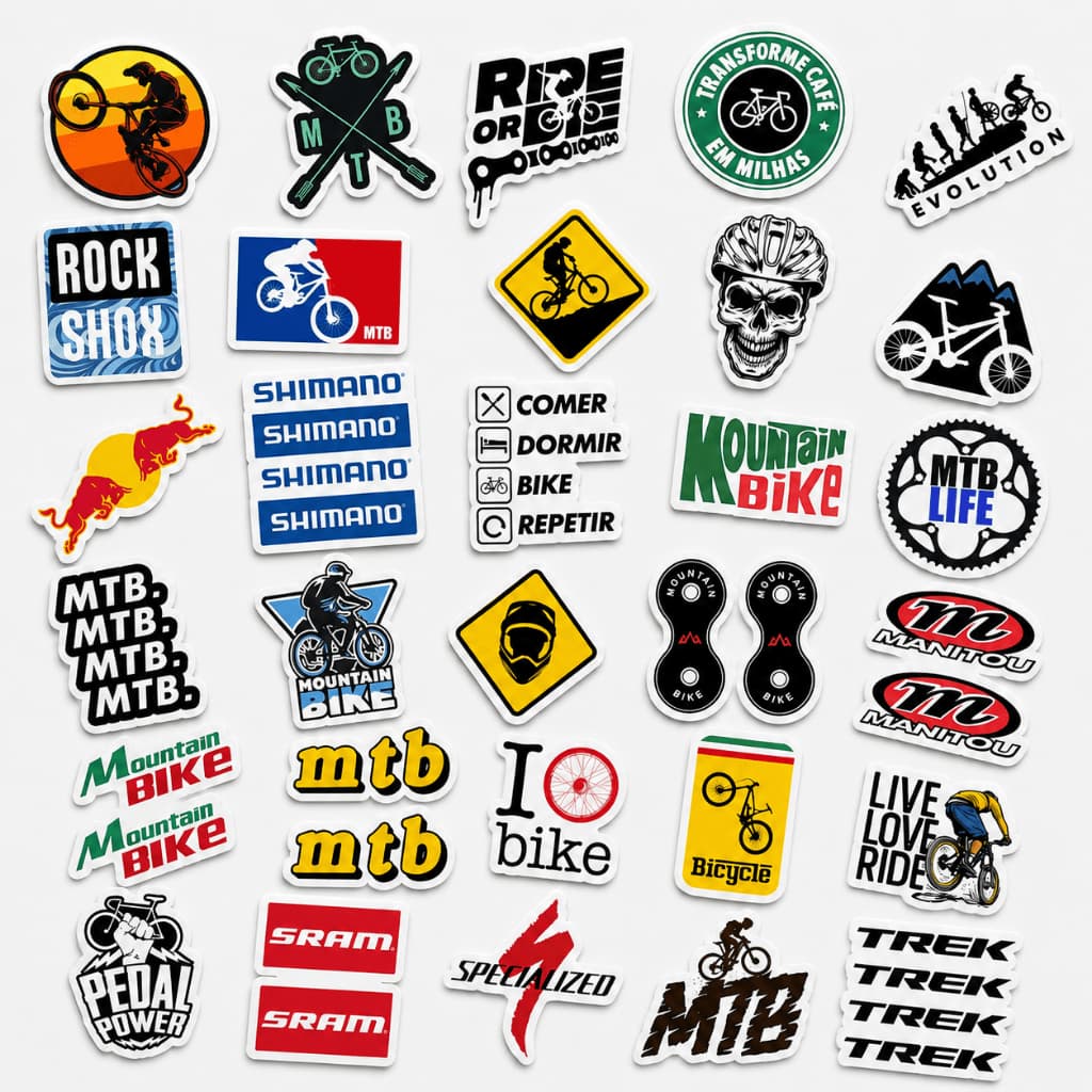 Kit 30 Adesivos Bicicleta Bike Pedal 49 Peças + Brinde
