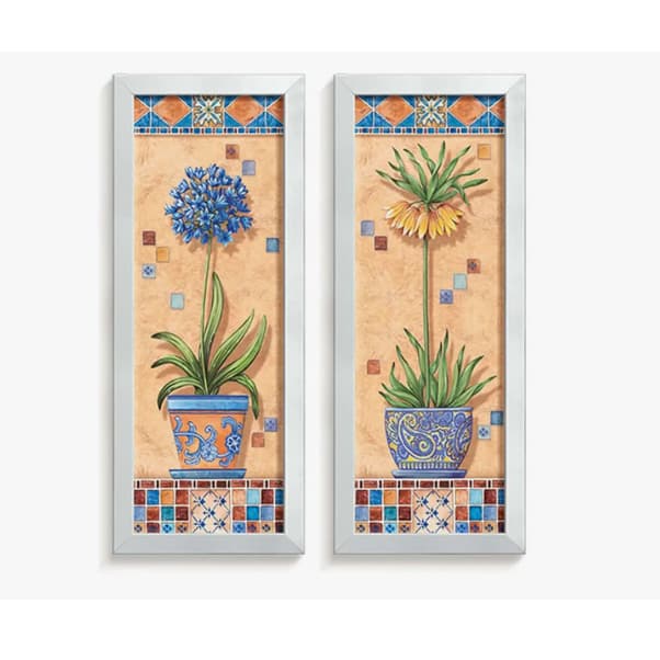 Kit 2 Quadros Decorativos Flores e Plantas para Cozinha- Banheiro