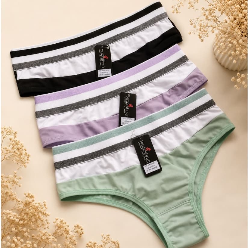 KIT Calcinha Conforto Elástico cintura Collor  feminina