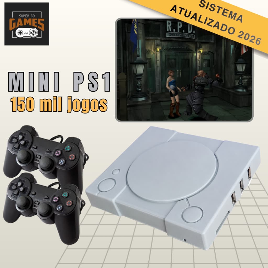 Super Console Retro PS l Super 3D Games com 150 mil jogos e 2 Controles 2 Cores 2026