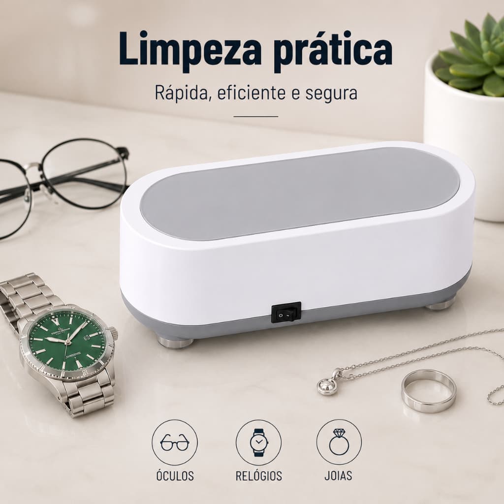 Limpador Ultrassônico Portátil  para Óculos Relógios Joias Barbeador Acessórios Compacto USB