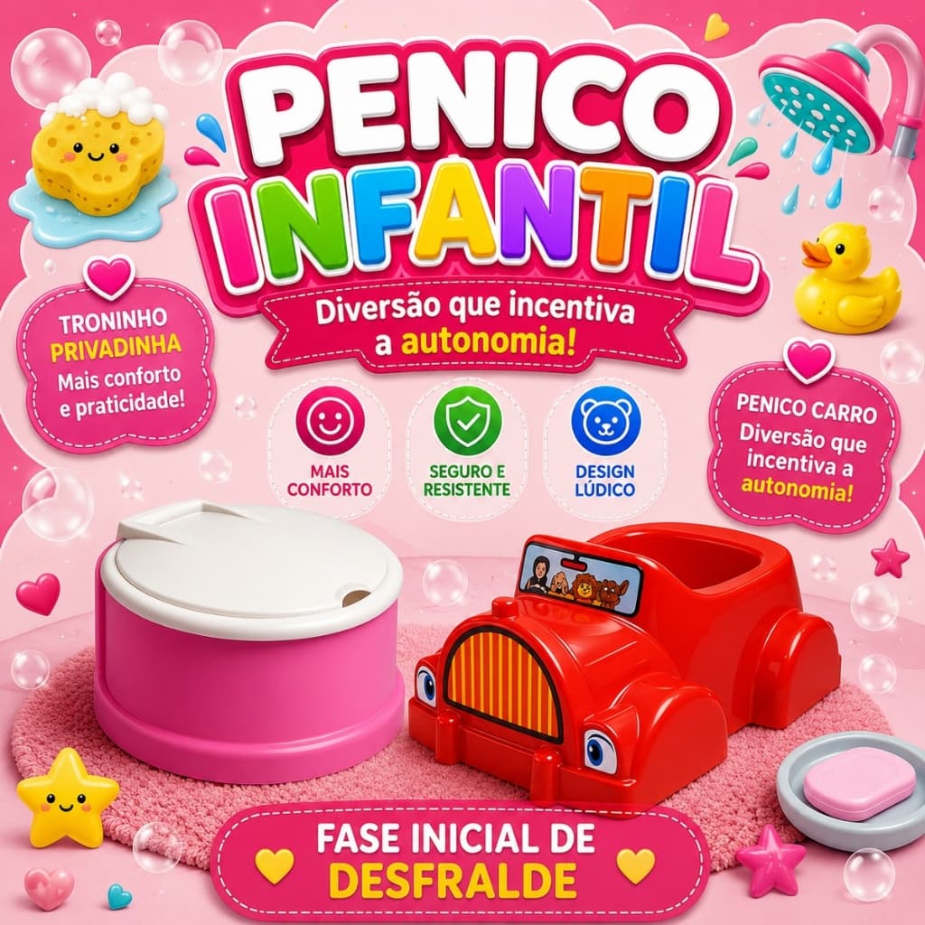 Pinico Infantil Carro Calhambeque Troninho Nene Assento Redutor para Desfralde Plástico Plasnorthon