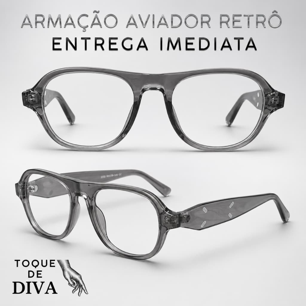 Armação De Óculos de Grau Feminino Aviador Retrô Oversized Fumê Vintage Quadrado Para Grau Unissex