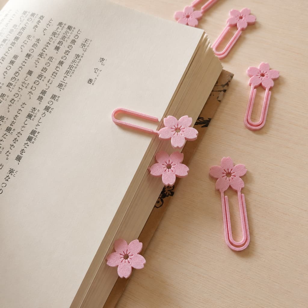 Clipes Flor de Cerejeira Para Planner Caderno Agenda Livros | Marcador de Página Sakura | Papelaria Fofa | Clips