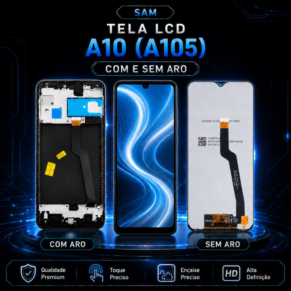 Tela LCD Touch para Samsung Galaxy A10 A105 com ou sem Aro, Brilho e Toque Preciso