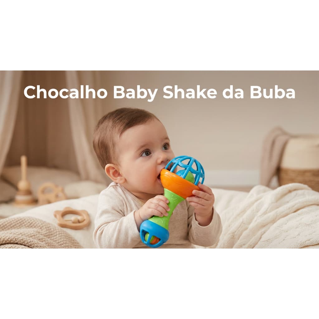 Chocalho Interativo Buba para Bebê com Texturas em Silicone 3M+ Livre de BPA