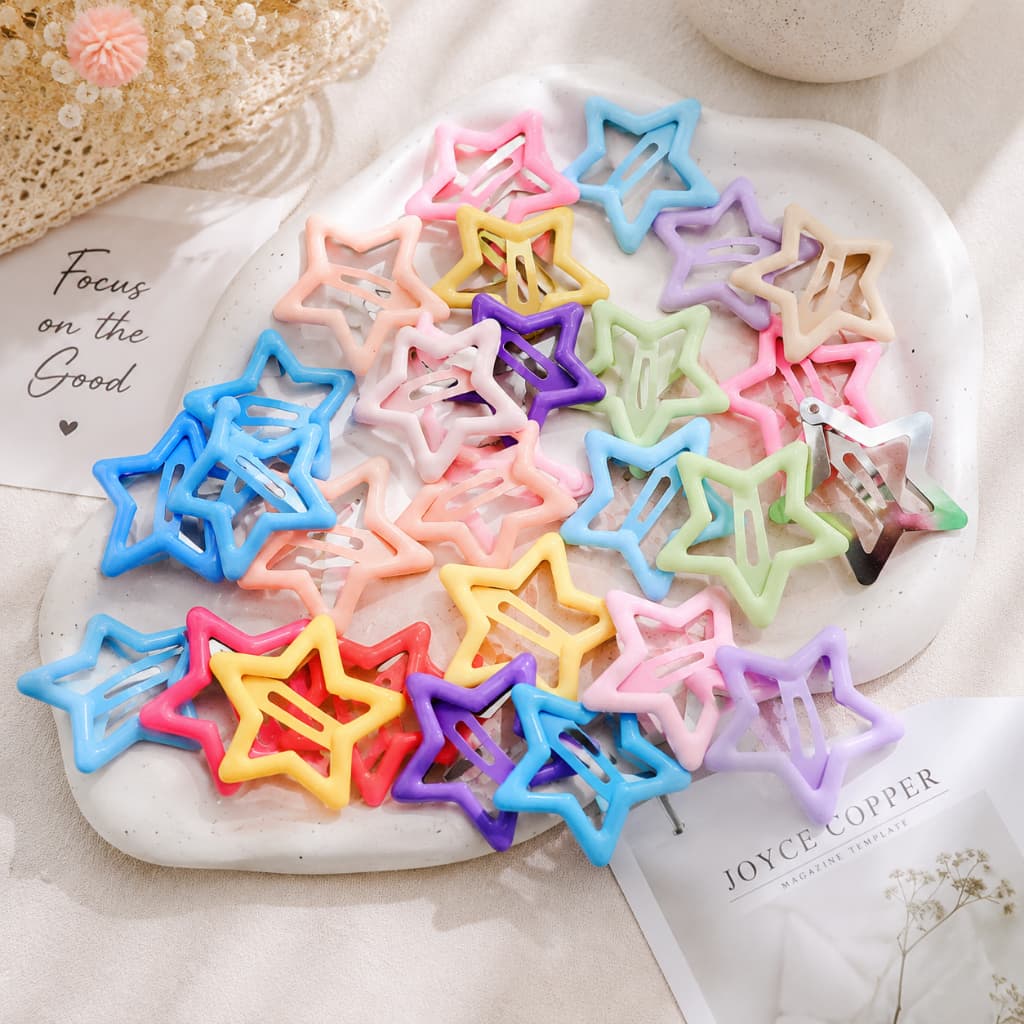 Presilha de Cabelo Infantil Estrela Colorida Presilha de Estrela Grampo de Cabelo Y2K Antiderrapante para Menina BB