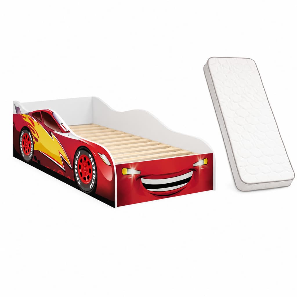 Cama Carros Red Flash Infantil com Colchão e Grade Proteção