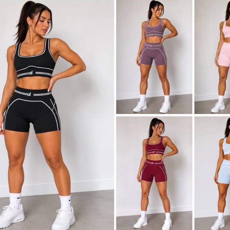 Conjunto Fitness Feminino Shorts E Top Academia Shorts Curto Treino SD1913