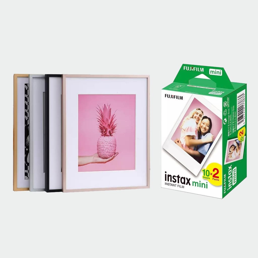 Kit Porta Retrato em Alumínio 10x15 + Filme Instax Mini 20