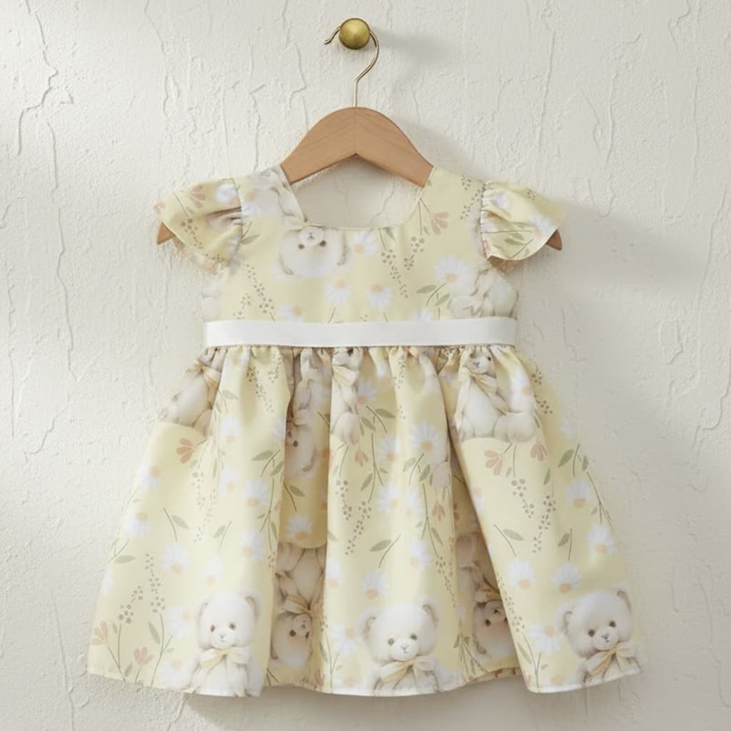 Vestido de Festa Bebê Floral com Saia Rodada Faixa e Laço nas Costas Gomes Baby