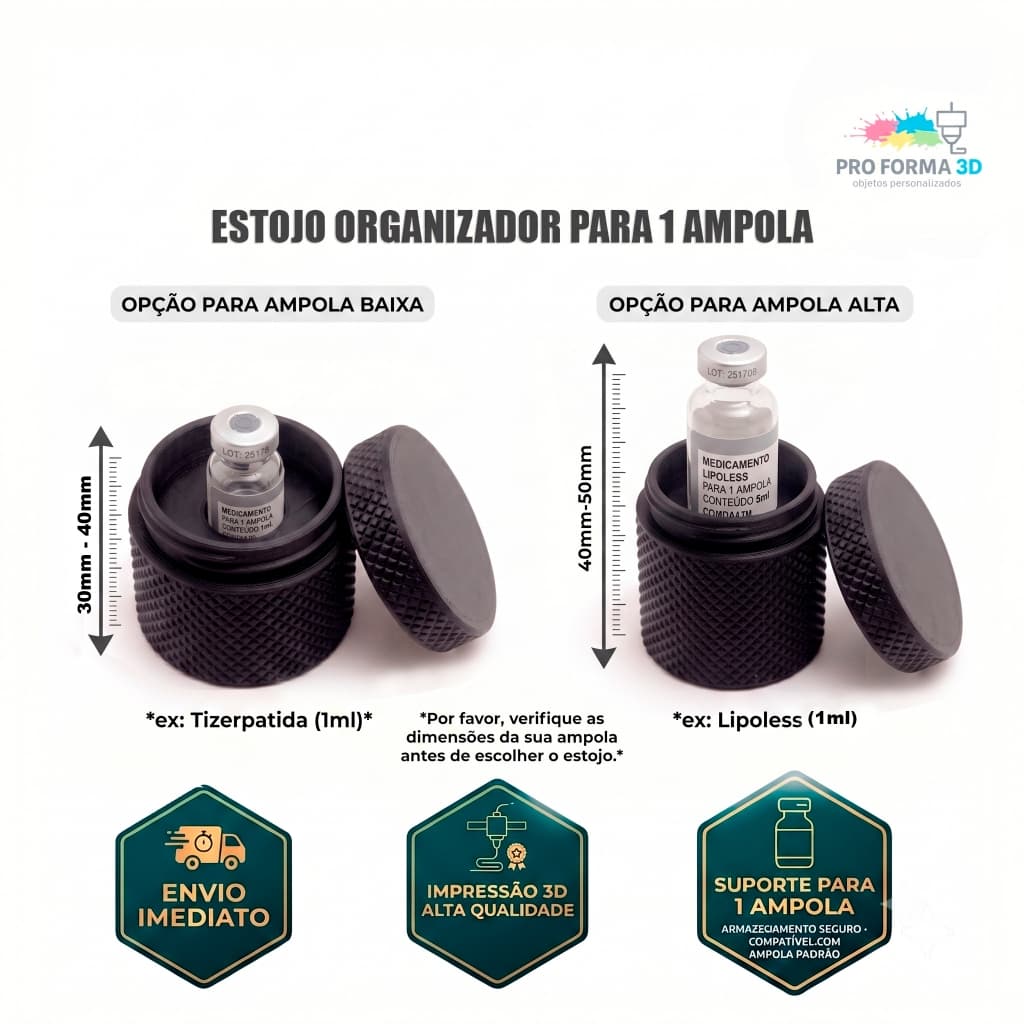 Organizador Suporte 4 Ampolas Para Laboratório e Clínica Proteção 3D Acabamento Premium