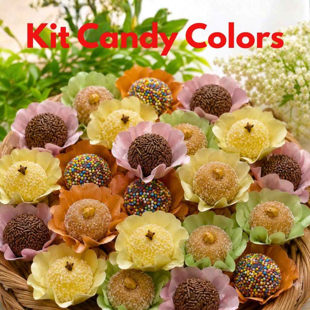 200 Forminhas para Doces Finos – Kit Candy Colors com 4 Cores