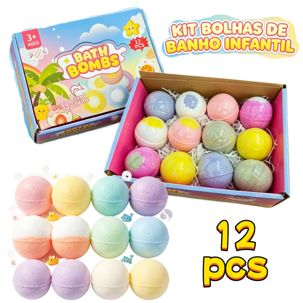 Bath Bomb Infantil Com Brinquedo Surpresa Bomba De Banho Colorida Criança