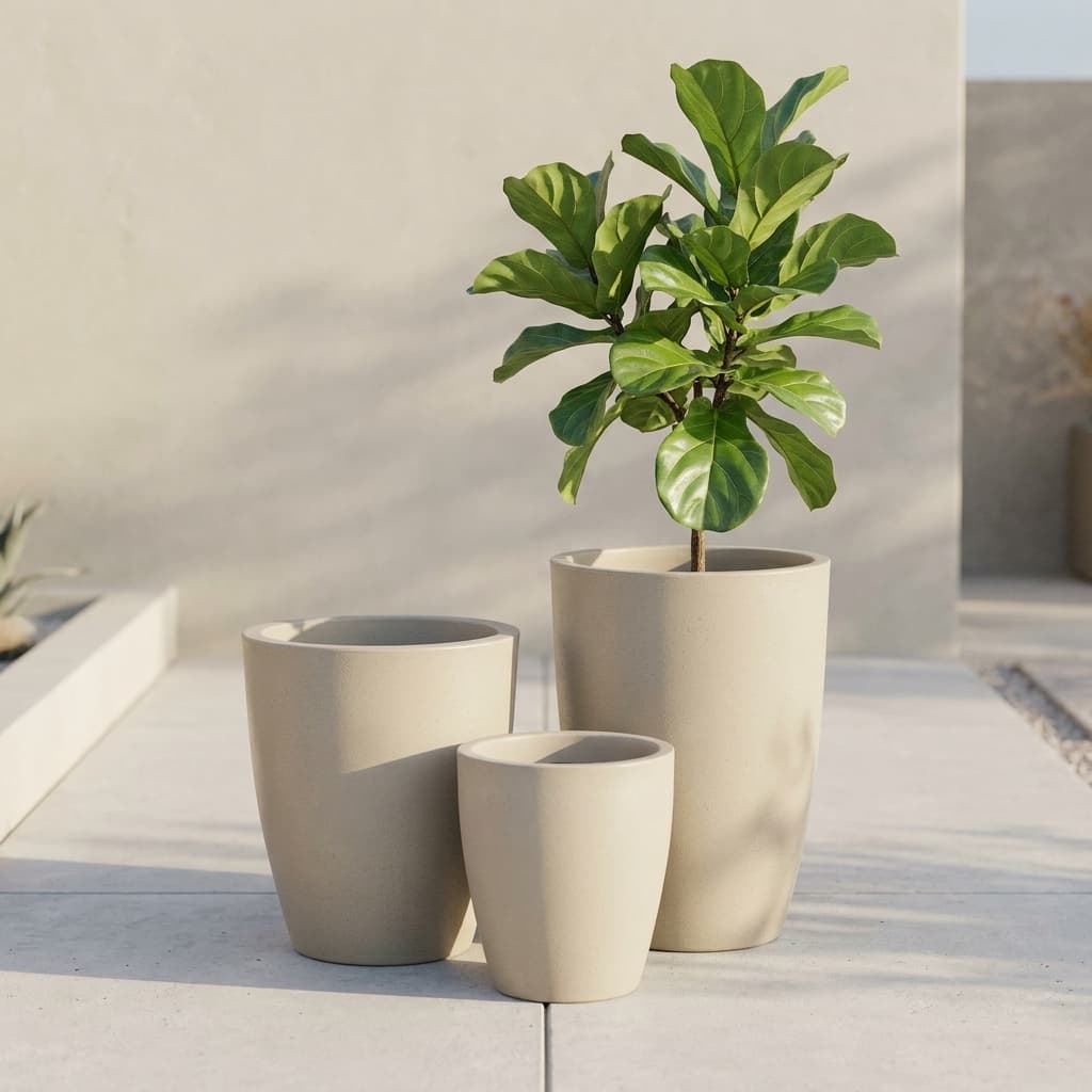 Kit Conjunto 3 Vasos para plantas P+M+GG em Polietileno Coluna Redonda Lisa Luxo
