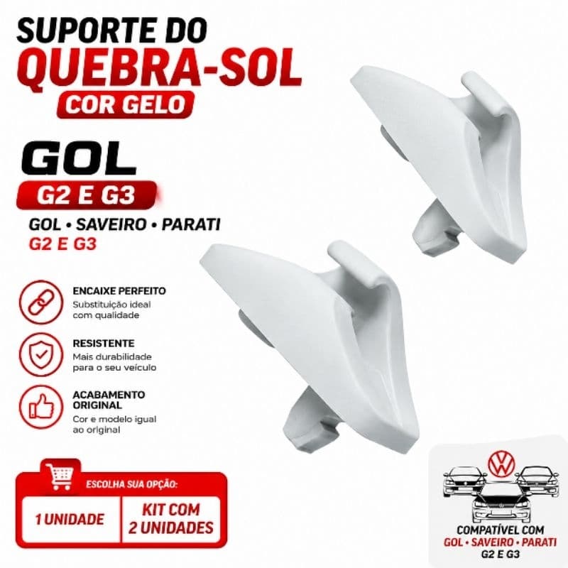 Suporte Quebra Sol Gol Parati Saveiro G2 G3 Cor Gelo 1 Unidade ou o Kit Par 2 Unidades