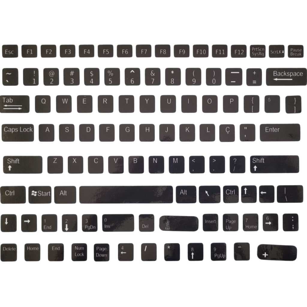 5 adesivos teclados letras apagadas Vinil laminado