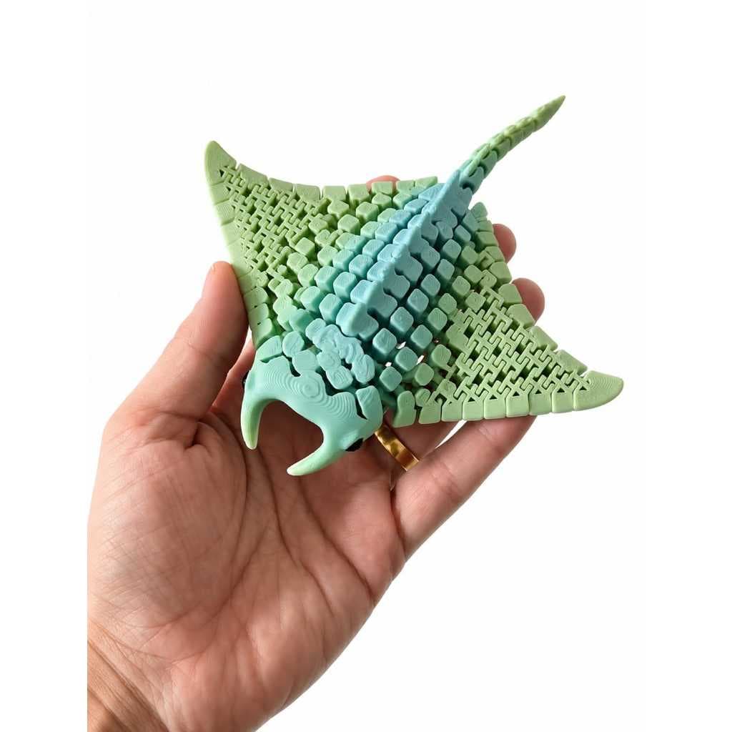 kit 2 Raia Sensorial Articulada Flexível Impressa em 3D | Brinquedo Antiestresse Fidget | Decoração e Presente Criativo