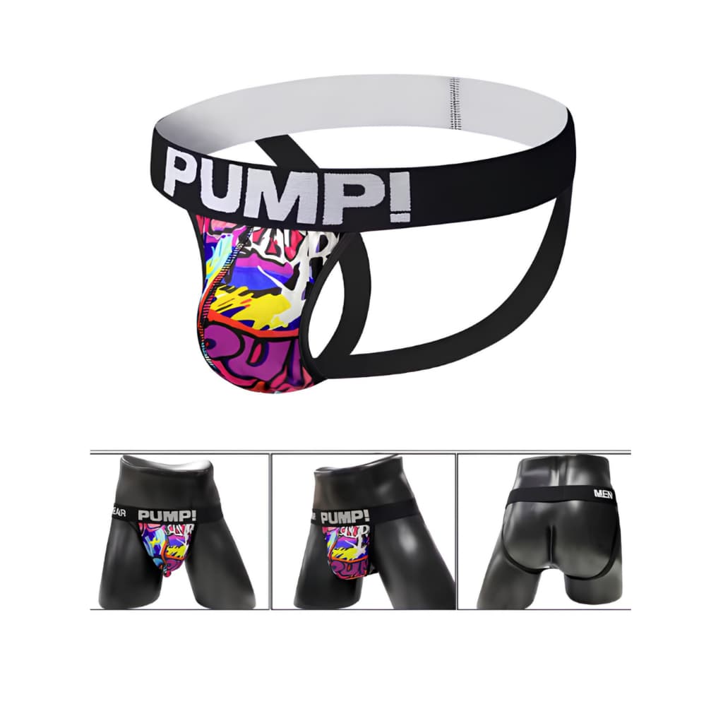 Cueca Jockstrap Pump! Estampada Grafite Colorida