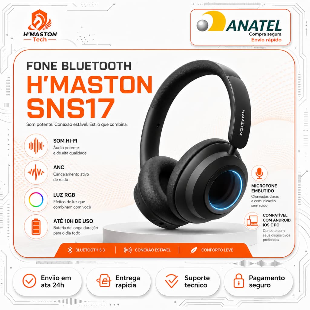 H'Maston Fone De Ouvido Headphone Sem Fio Headset Gamer Fone Gamer Fone De Ouvido Gamer Headset Com Microfone SNS17