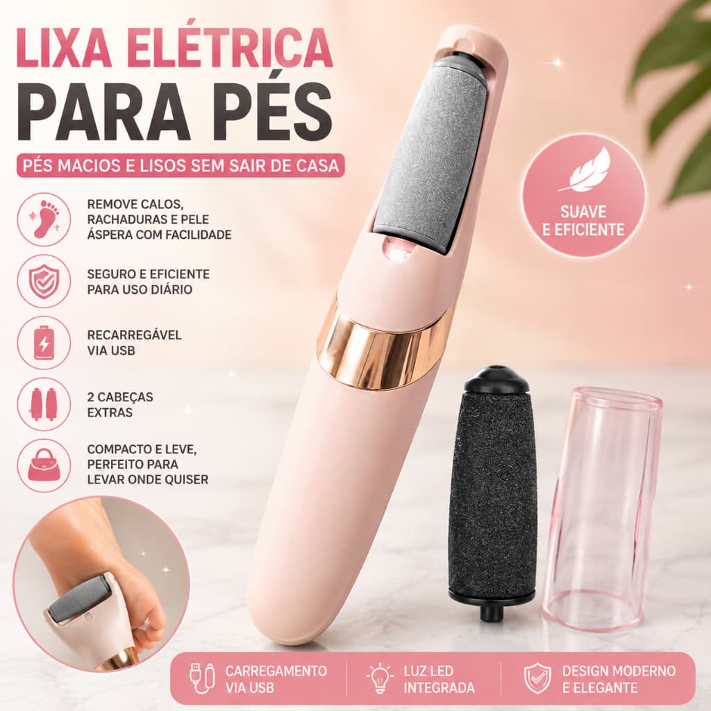 Lixador de Pé Elétrico Marisa - Design Ergonômico, Velocidade Ajustável, ABS Durável