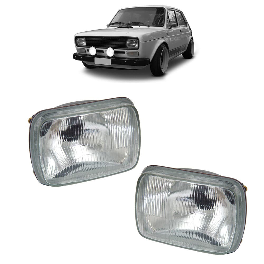 Farol Fiat 147 1976 Até 1986 Lente de Vidro Raiada - Fiat 147 1976 1977 1978 1979 1980 1981 1982 1983 1984 1985 1986