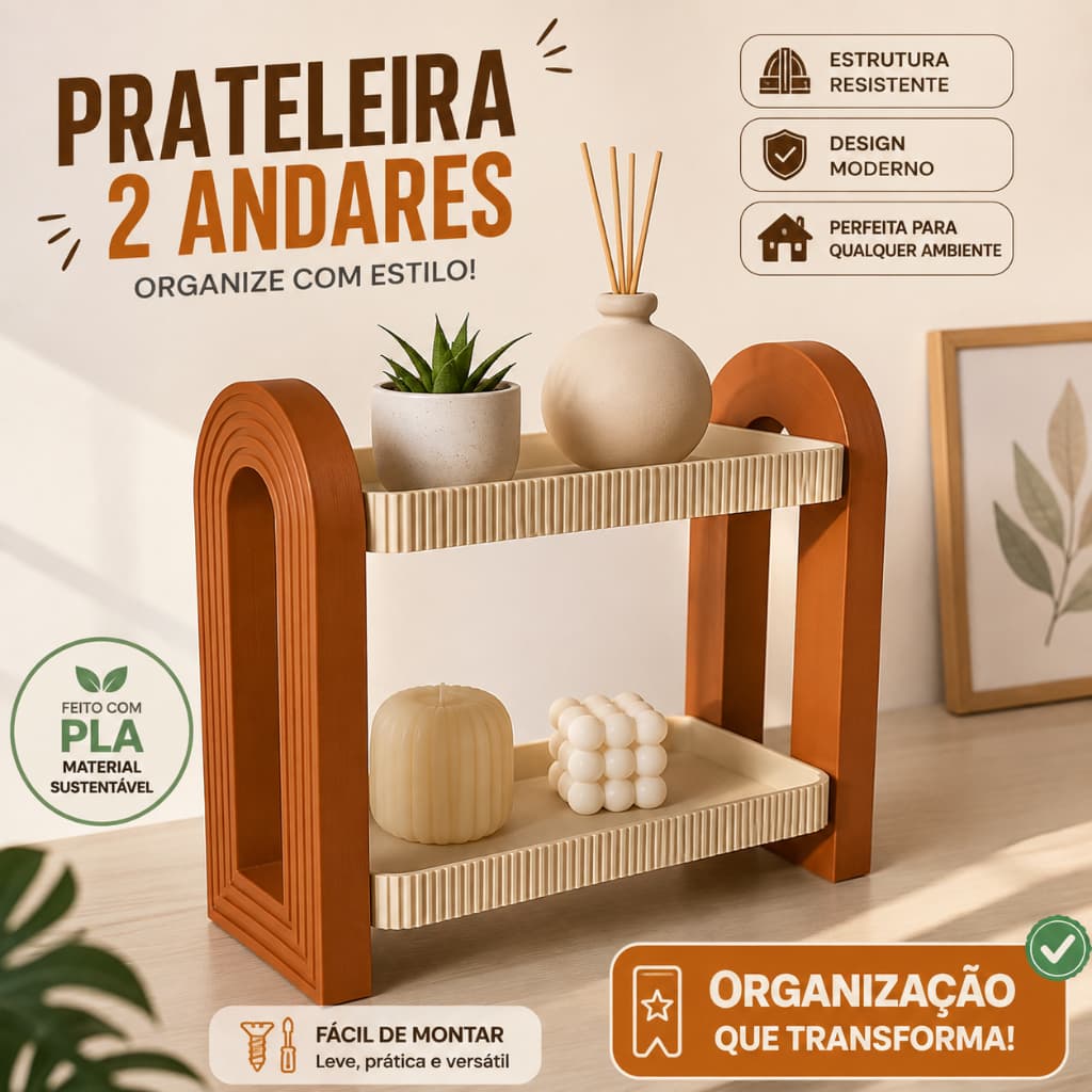 Prateleira Organizadora Multiuso 2 Andares Decorativa Organizadora | Pefume, Maquiagem, Escritório, Porta tempero