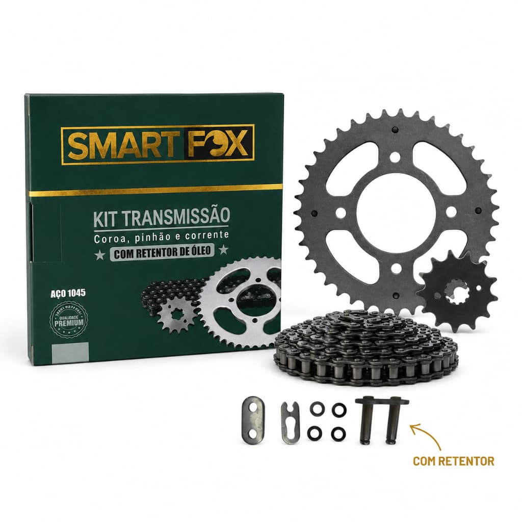 Kit Relação Transmissão com Retentor Moto CB Twister 250 Aço 1045 Original Smart Fox Envio Imediato