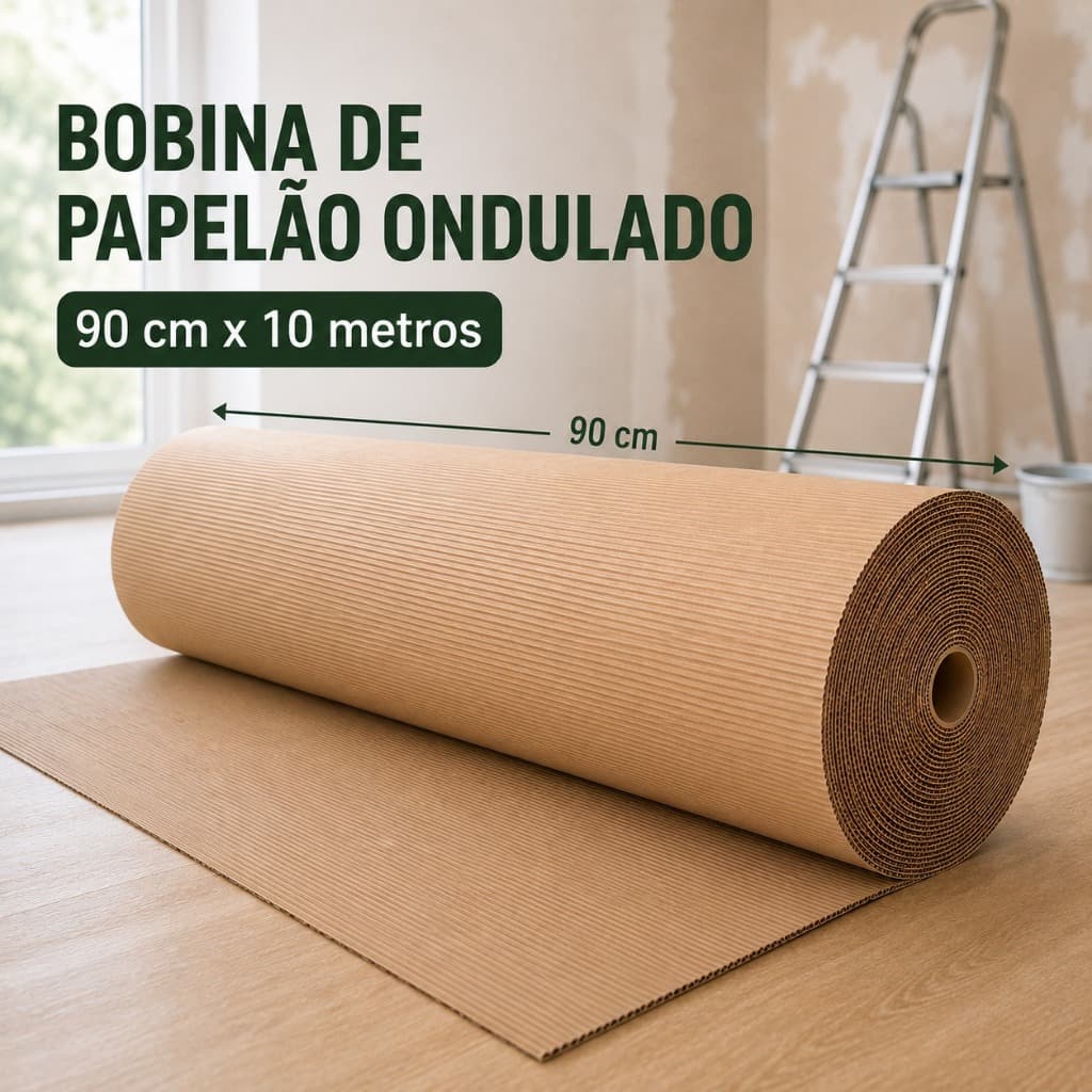 Papelão Ondulado Em Rolo 90cm x 10m Cobertura Segura para Piso Protege Bancada Móveis Em Reforma