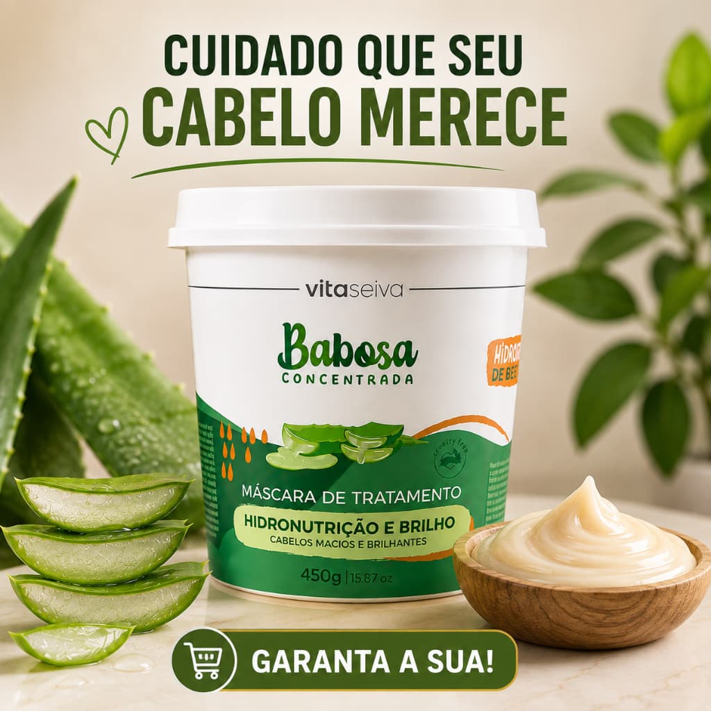 Máscara Capilar Babosa Vita Seiva 450g Creme de Tratamento Hidronutrição Brilho e Maciez