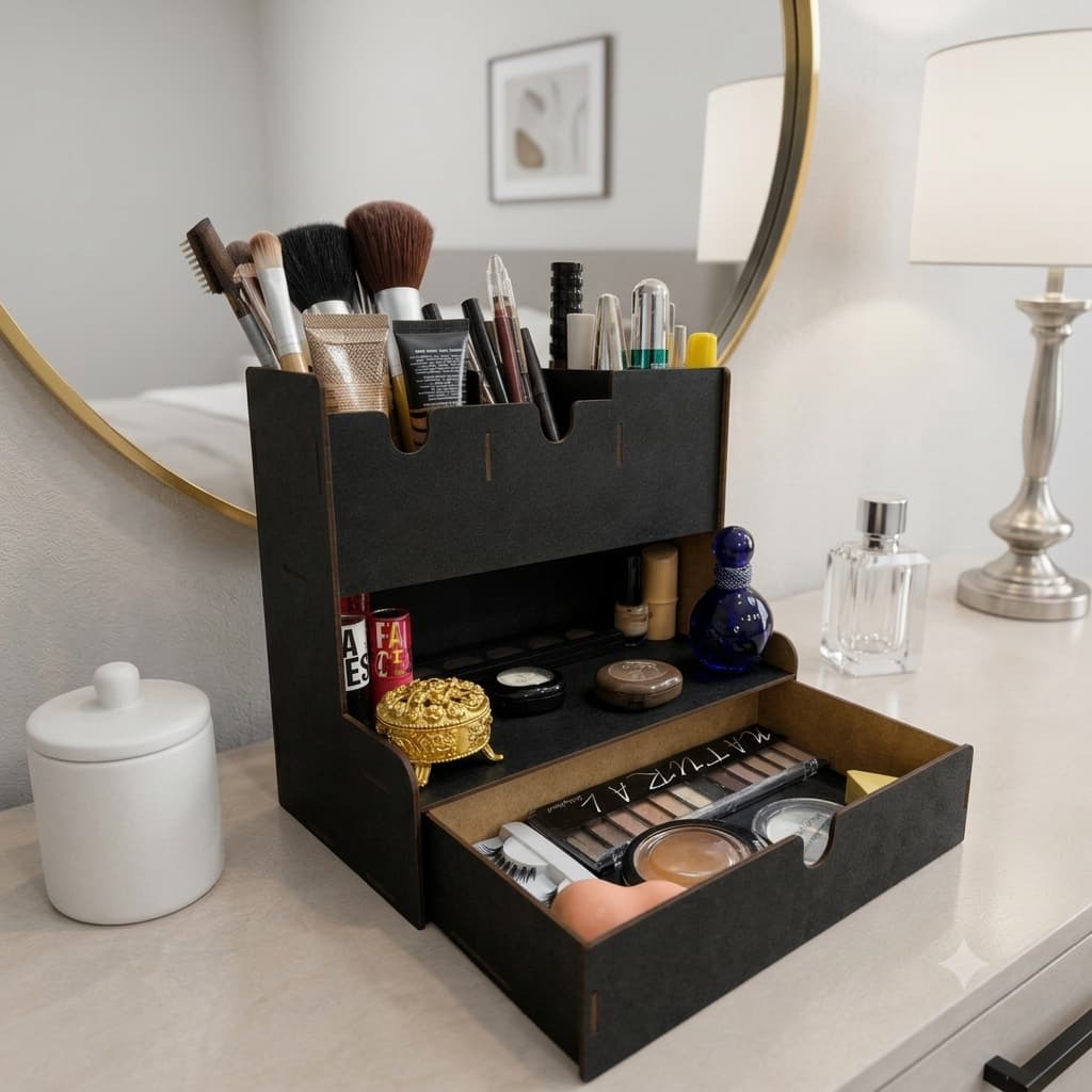 Organizador Paleta Maquiagem Penteadeira Quarto Banheiro Expositor Porta Pincel Batom Perfumes Cosméticos Delineador