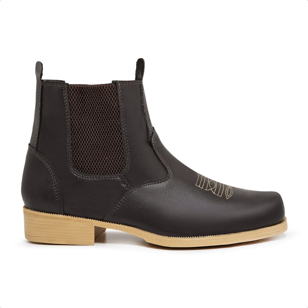 BOTA BOTINA MASCULINA COUNTRY BICO QUADRADO COURO VEGETAL PIÃO FAZENDEIRO COWBOY TRABALHADOR