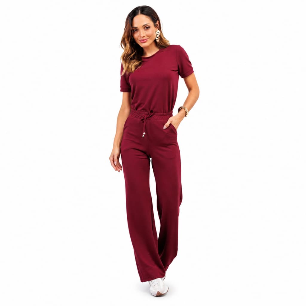 Conjunto Feminino Molecotton Premium Grazi Livny Blusa Calça Casual Comfy Confortável Inverno